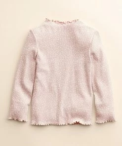 Baby & Toddler Girl Little Co. By Lauren Conrad Organic Lettuce-Edge Print Mockneck Top Ivory Large Floral