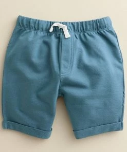 Kids 4-8 Little Co. By Lauren Conrad Organic Roll-Cuff Shorts Mint Surf Print