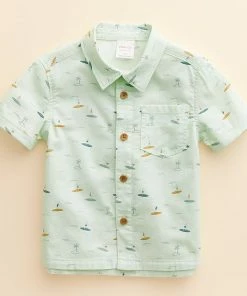 Kids 4-8 Little Co. By Lauren Conrad Button-Front Shirt Mint Surf Print