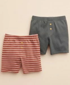 Baby & Toddler Little Co. By Lauren Conrad 2-Pack Essential Shorts Rust Stripe Charcoal
