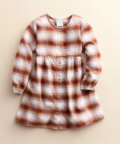 Girls 4-8 Little Co. By Lauren Conrad Organic Shirt Dress Ombre Plaid Red