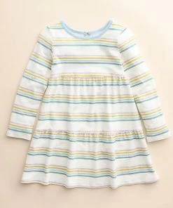 Baby & Toddler Girl Little Co. By Lauren Conrad Organic Long-Sleeve Tiered Dress Charcoal Ditsy Floral