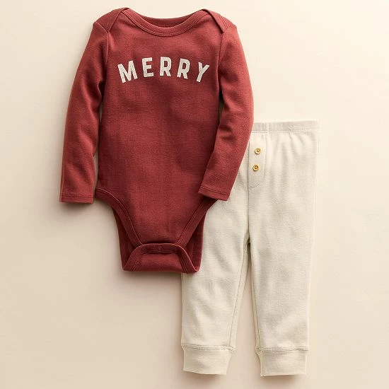 Baby Little Co. By Lauren Conrad Organic Bodysuit & Pants Set Sugar Plum - Image 3