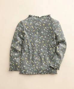Girls 4-8 Little Co. By Lauren Conrad Lettuce-Edge Mockneck Top Caramel Flower Print