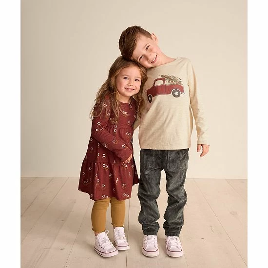 Kids 4-8 Little Co. By Lauren Conrad Organic Long-Sleeve Tee Ivory Grateful - Image 3