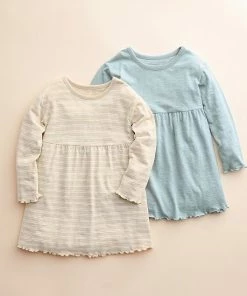 Girls 4-8 Little Co. By Lauren Conrad 2-Pack Organic Dresses Ocean Green Maroon