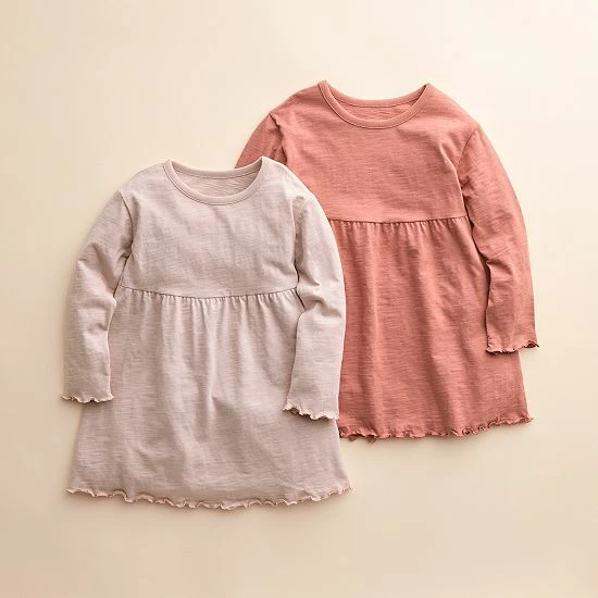 Girls 4-8 Little Co. By Lauren Conrad 2-Pack Organic Dresses Ocean Green Maroon - Image 3