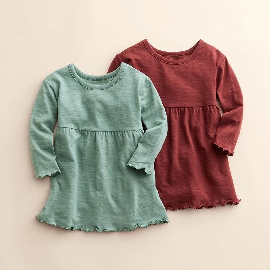 Girls 4-8 Little Co. By Lauren Conrad 2-Pack Organic Dresses Ocean Green Maroon - Image 5