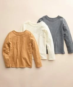 Baby & Toddler Little Co. By Lauren Conrad Organic 3-Pack Long Sleeve Tees Caramel Ivory Charcoal