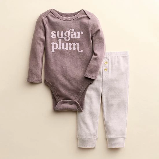 Baby Little Co. By Lauren Conrad Organic Bodysuit & Pants Set Sugar Plum - Image 5
