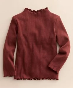 Girls 4-8 Little Co. By Lauren Conrad Lettuce Edge Mockneck Tee Ivory Star Print