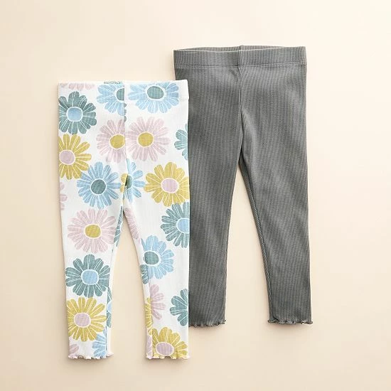 Baby & Toddler Little Co. By Lauren Conrad 2-Pack Leggings Icy Mauve Floral Olive - Image 4