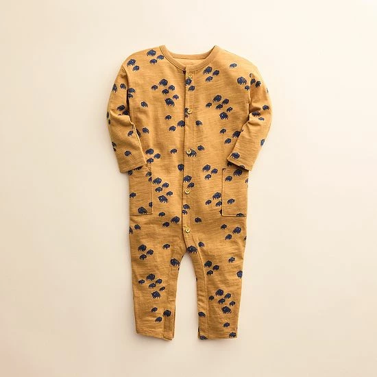 Baby Little Co. By Lauren Conrad Organic Pocket Romper Caramel Buffalo Print