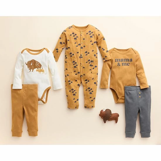 Baby Little Co. By Lauren Conrad Organic Pocket Romper Caramel Buffalo Print - Image 2