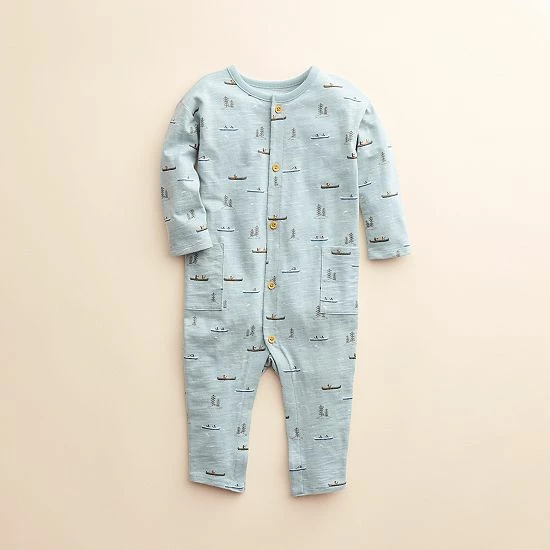 Baby Little Co. By Lauren Conrad Organic Pocket Romper Caramel Buffalo Print - Image 3