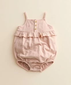 Baby Girl Little Co. By Lauren Conrad Organic Henley Ruffle Romper Peach Flowers -Little Co. by Lauren Conrad Shop unnamed file 676