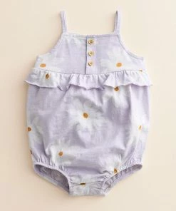 Baby Girl Little Co. By Lauren Conrad Organic Henley Ruffle Romper Peach Flowers -Little Co. by Lauren Conrad Shop unnamed file 678