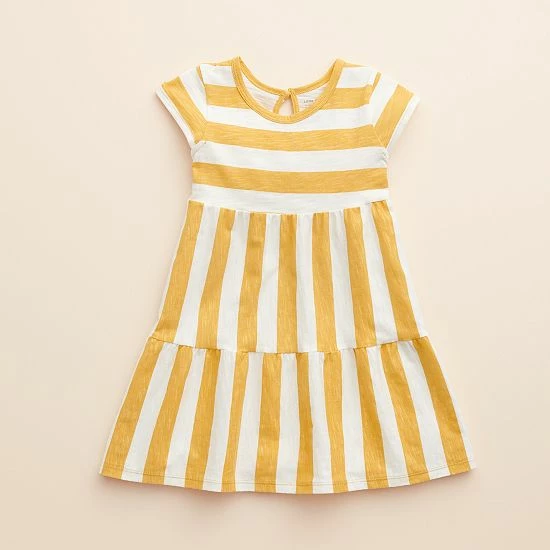 Baby & Toddler Girl Little Co. By Lauren Conrad Organic Short-Sleeve Tiered Dress Colored Stripe - Image 5