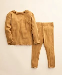 Baby & Toddler Little Co. By Lauren Conrad Lettuce-Edge Top & Pants Set Caramel