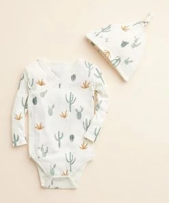 Baby Little Co. By Lauren Conrad Organic Kimono Bodysuit & Hat Set Green Terrazzo