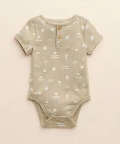 Baby Little Co. By Lauren Conrad Organic Short-Sleeve Henley Bodysuit Light Blue Stripe