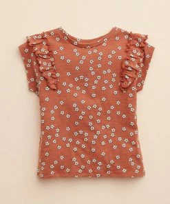 Baby & Toddler Girl Little Co. By Lauren Conrad Organic Ruffle Tee Cool Lilac Flowers