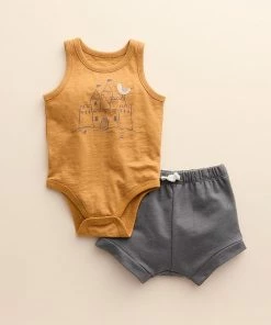 Baby Little Co. By Lauren Conrad Organic Tank Bodysuit & Bubble Short Set Navy Sea Horse