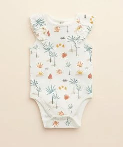 Baby Girl Little Co. By Lauren Conrad Organic Ruffle Bodysuit Cool Lilac Flowers