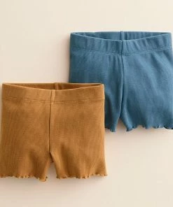 Girls 4-8 Little Co. By Lauren Conrad 2-Pack Lettuce-Edge Shorts Caramel Navy
