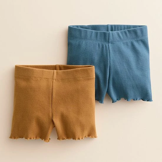 Baby & Toddler Girl Little Co. By Lauren Conrad 2-Pack Lettuce-Edge Shorts Caramel Navy