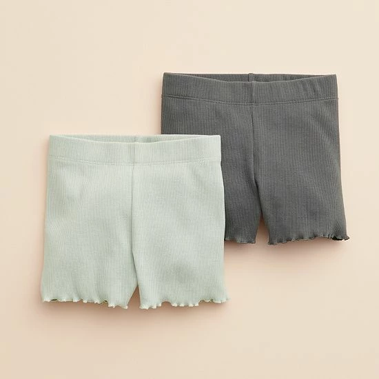 Baby & Toddler Girl Little Co. By Lauren Conrad 2-Pack Lettuce-Edge Shorts Caramel Navy - Image 3